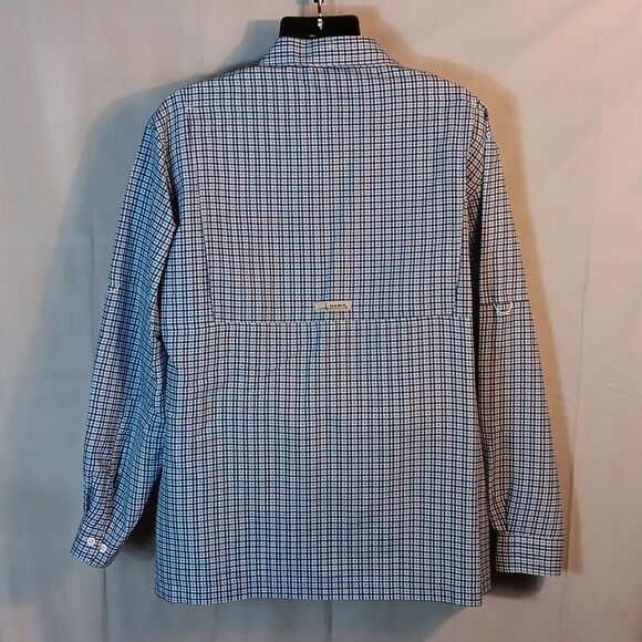 Habit Men's Solar Factor 40+ Outdoor / Fishing Blue Plaid Shirt - Picture 4 of 9